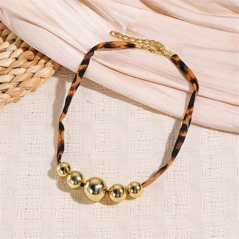 PINK TOWN Vintage Boho Necklace,Fashion Leopard Starfish/Flower/Heart/Cross Pandent Necklace Satin Fabric Leopard Choker Bohemian Summer Beach Holiday Jewelry for Women in Saudi Arabia