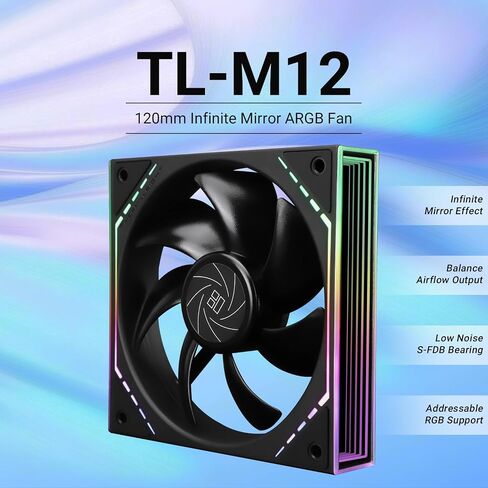 مروحة تبريد وحدة المعالجة المركزية TL-M12-S مقاس 120 مم ARGB تأتي مع تأثير ضوء مرآة ARGB، مروحة صامتة للكمبيوتر PWM مع سرعة 1500 دورة في الدقيقة، مروحة ARGB لتبريد وحدة المعالجة المركزية باللون الأسود، مروحة PWM لوحدة المعالجة المركزية لسطح المكتب in Saudi Arabia