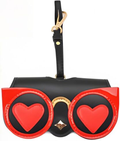 Tyasoleil PU Leather Glasses Case for Women – Slim Cushioned Eyeglasses & Sunglasses Holder with Snap Closure, Adjustable Strap + Clip, Travel-Friendly Cartoon Design PU Carrying Pouch (Cat Girl) in Kuwait