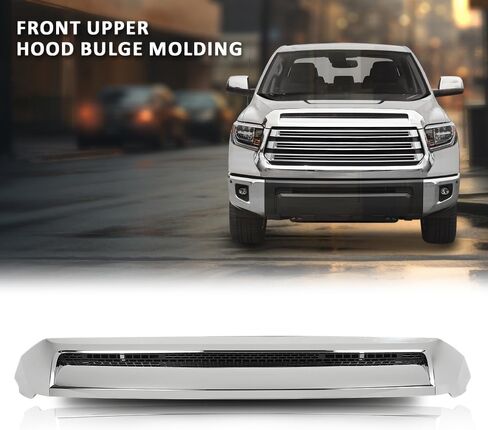 GRAND ORANGE Front Upper Hood Bulge Molding Grille Trim Chrome Compatible with Toyota Tundra 2014-2021 TO1231102, 761800C030 Hood Scoop Trim Silver in Saudi Arabia