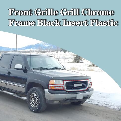 CarPartsDepot Front Grille Grill Chrome Frame Black Insert Plastic Compatible With GMC 1999-2006 Sierra 1500/2500 / Yukon/Yukon XL 2500 / Sierra 1500 HD GM1200430 19130787 in Saudi Arabia