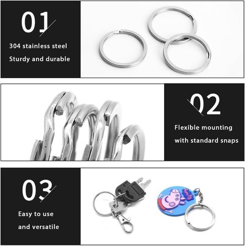 10pcs Flat Key Rings,304 Stainless Steel Split Ring Rustproof Scratch Resistant for Keychains Car Keys in Saudi Arabia