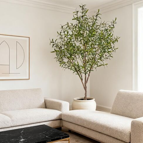 Faux Olive Tree Artificial Olive Trees Artificial Indoor 8 Feet (96 inches) Realistic Potted Silk Indoor Large Fruit for Home Offices, Living Rooms, Bedrooms, Stairs and Foyer Decor in Saudi Arabia