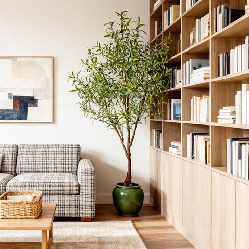 Faux Olive Tree Artificial Olive Trees Artificial Indoor 8 Feet (96 inches) Realistic Potted Silk Indoor Large Fruit for Home Offices, Living Rooms, Bedrooms, Stairs and Foyer Decor in Saudi Arabia