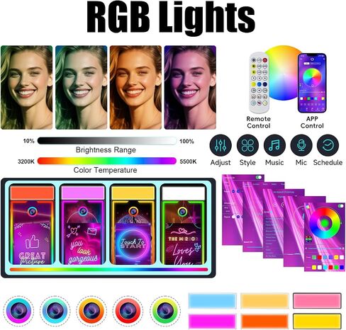 Magic Mirror Photo Booth 65" with Camera and Printer,32'' Interactive Touch Screen Mirror Photo Booth with RGB Mood Light,Instant Printing and Share for Professional Party Photography in Saudi Arabia