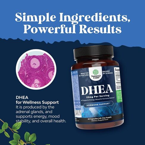 DHEA Supplement for Women & Men - Pure DHEA 25mg for Hormone Balance, Improves Mood Stability, Brain Function, Immune System, Energy & Fertility - Dehydroepiandrosterone Capsules for Adults - 120 Ct in Saudi Arabia