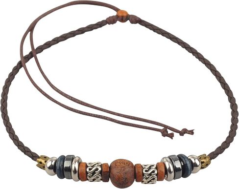 Adjustable Hemp Leather Beads Choker Necklace in Saudi Arabia