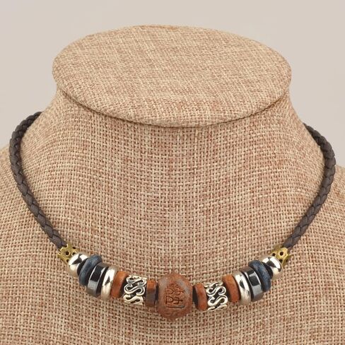 Adjustable Hemp Leather Beads Choker Necklace in Saudi Arabia