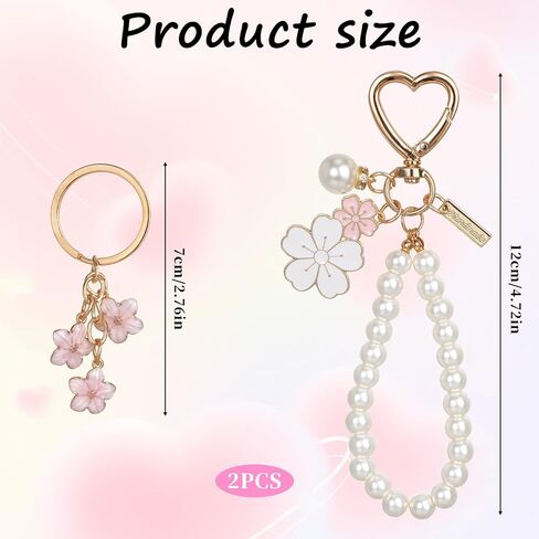 لؤلؤة زهرة سلسلة المفاتيح السوار، لطيف تقليد اللؤلؤ زهرة سلسلة المفاتيح حقيبة سحر سلسلة، لطيف محفظة الهاتف سلاسل المفاتيح سحر للنساء الفتيات، محفظة أكياس حقيبة الظهر الملحقات in Kuwait