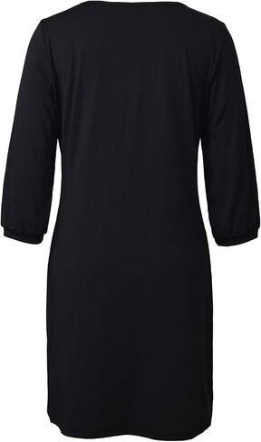 Women's Boho V-Neck Half Sleeves Solid Color Casual Loose Elegant Mini Dress in Saudi Arabia