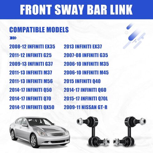 وصلات شريط Sway، K750209 K750210 مجموعات وصلة نهاية قضيب التثبيت الأمامي متوافقة مع Infiniti EX35 EX37 G25 G35 G37 M35 M37 M45 M56 Q40 Q50 Q60 Q70 Q70L QX50 Nissan GT-R قطعتان in Saudi Arabia