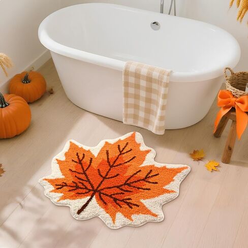 Yinhua Fall Bathroom Rugs, Thanksgiving Pumpkin Bath Mat, Orange Pumpkin Bathroom Rug Non Slip Washable, Absorbent Bath Mats Quick Dry Shower Rug, Fall Decorations for Home in Saudi Arabia