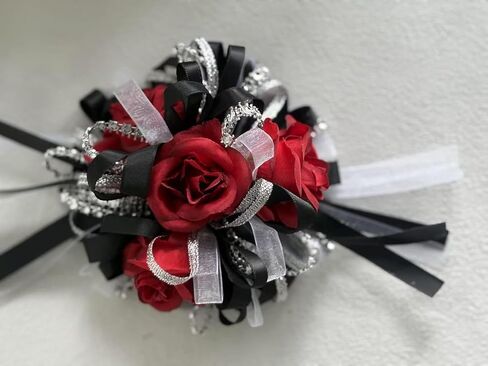 Ting & Cecilly Rose Wedding Corsage and Boutonniere Set, Floral Accessories for Wedding Flower Accessories Prom Suit Decorations (Black & White) in Saudi Arabia