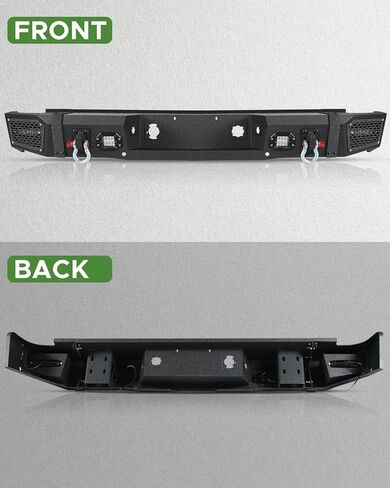 المصد الخلفي الأمامي للطرق الوعرة مناسب لسيارة Chevy Silverado 1500 2007-2013 مجموعة مصد الونش بعرض كامل مناسب للجيل الثاني من Silverado 1500 واط/18 واط، حلقات على شكل حرف D، فتحات مستشعر، مجموعة مصد من الفولاذ الأسود المزخرف in Kuwait