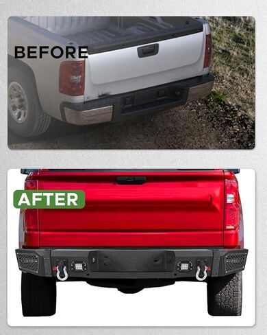 المصد الخلفي الأمامي للطرق الوعرة مناسب لسيارة Chevy Silverado 1500 2007-2013 مجموعة مصد الونش بعرض كامل مناسب للجيل الثاني من Silverado 1500 واط/18 واط، حلقات على شكل حرف D، فتحات مستشعر، مجموعة مصد من الفولاذ الأسود المزخرف in Kuwait