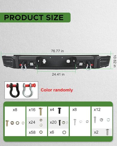 المصد الخلفي الأمامي للطرق الوعرة مناسب لسيارة Chevy Silverado 1500 2007-2013 مجموعة مصد الونش بعرض كامل مناسب للجيل الثاني من Silverado 1500 واط/18 واط، حلقات على شكل حرف D، فتحات مستشعر، مجموعة مصد من الفولاذ الأسود المزخرف in Kuwait