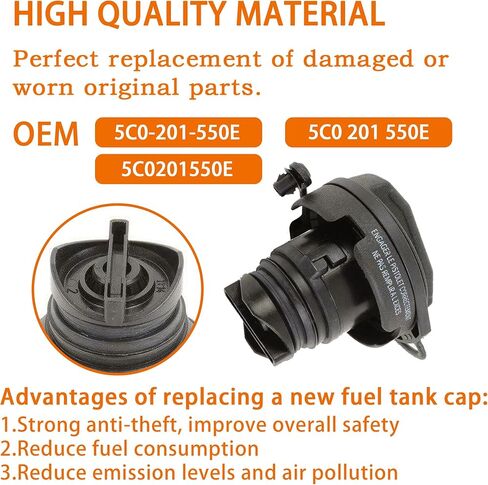 غطاء خزان الوقود فولكس فاجن - 5C0-201-550E مناسب لـ 2011-2016 فولكس فاجن جيتا يستبدل # 5C0-201-550E in Kuwait