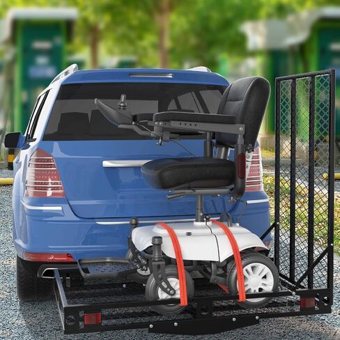 حامل بضائع IRONMAX Hitch مع منحدر، حامل متحرك عالي التحمل قابل للطي على كرسي متحرك للسيارة والشاحنات وسيارات الدفع الرباعي والمركبات الترفيهية وسعة وزن 500 رطل in Saudi Arabia