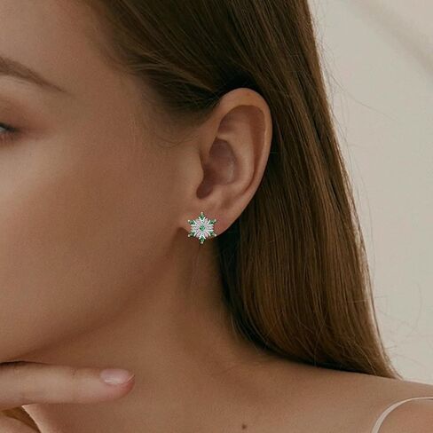 فضة أقراط ندفة الثلج ترصيع سحر هيبوالرجينيك موضة الأبيض تشيكوسلوفاكيا مسمار مجوهرات هدية عيد ميلاد للنساء in Kuwait