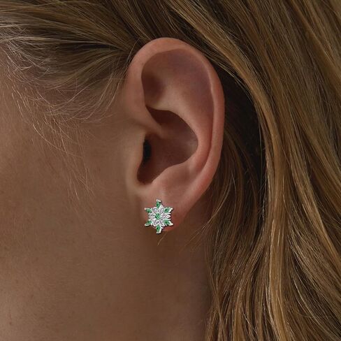 فضة أقراط ندفة الثلج ترصيع سحر هيبوالرجينيك موضة الأبيض تشيكوسلوفاكيا مسمار مجوهرات هدية عيد ميلاد للنساء in Kuwait