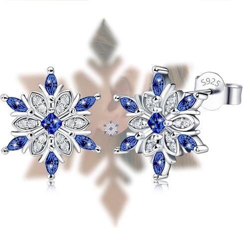 Sterling Silver Snowflake Earrings Studs Charms Hypoallergenic Fashion White CZ Stud Jewelry Birthday Gift for Women in Kuwait