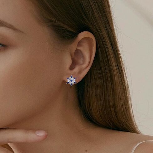 Sterling Silver Snowflake Earrings Studs Charms Hypoallergenic Fashion White CZ Stud Jewelry Birthday Gift for Women in Kuwait