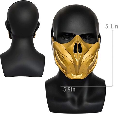 قناع العقرب MK11 التنكري لقناع الهالوين نصف وجه من الراتنج للرجال البالغين (ذهبي) in Saudi Arabia