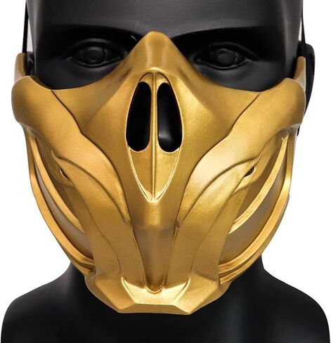 قناع العقرب MK11 التنكري لقناع الهالوين نصف وجه من الراتنج للرجال البالغين (ذهبي) in Saudi Arabia