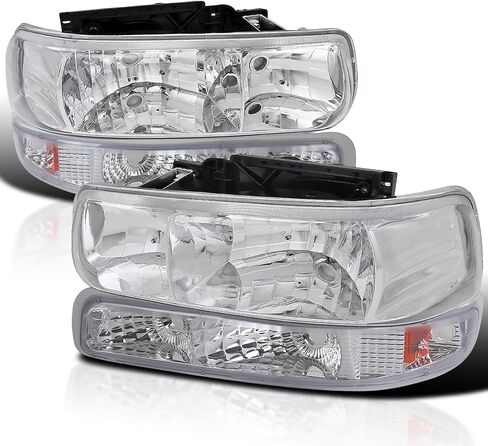 SPEC-D TUNING Black Housing Clear Lens Headlights + Bumper Lights Compatible with 1999-2002 Chevy Silverado 2000-2006 Tahoe Suburban, Left + Right Pair Headlamps Assembly in Saudi Arabia