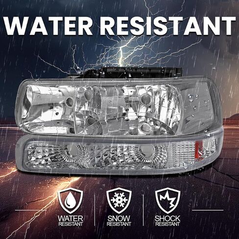 SPEC-D TUNING Black Housing Clear Lens Headlights + Bumper Lights Compatible with 1999-2002 Chevy Silverado 2000-2006 Tahoe Suburban, Left + Right Pair Headlamps Assembly in Saudi Arabia