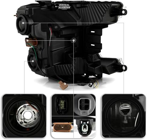 ACANII - لـ [طراز الهالوجين] 2018-2020 Ford F150 Pickup أنبوب LED أسود مفاتيح إشارة المصابيح الأمامية المصابيح الأمامية يسار + يمين in Saudi Arabia