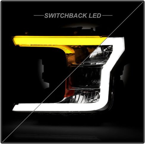 ACANII - لـ [طراز الهالوجين] 2018-2020 Ford F150 Pickup أنبوب LED أسود مفاتيح إشارة المصابيح الأمامية المصابيح الأمامية يسار + يمين in Saudi Arabia