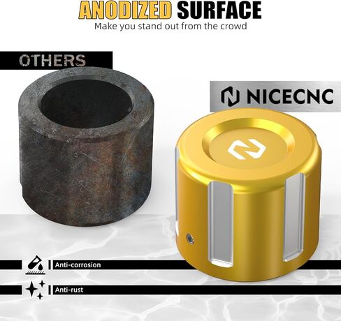 NICECNC غطاء المحور الأمامي من الألومنيوم الذهبي أغطية صواميل المحور الأمامي متوافقة مع Harley Breakout FXBRS 114 2018-2020، Electra Glide Classic FLHTC 2008-2013، V-Rod VRSCX 2007، انظر الإعداد in Kuwait