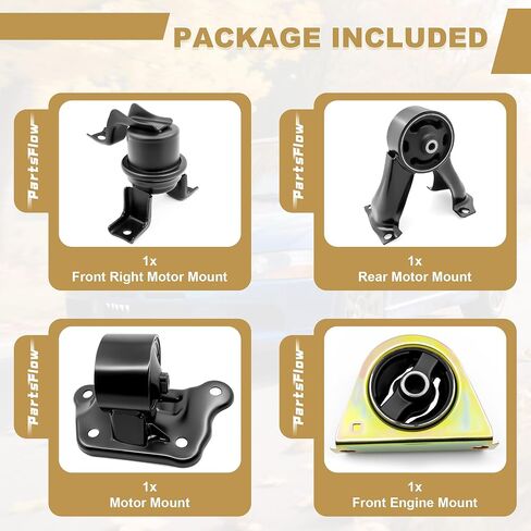 محرك محرك PartsFlow ومجموعة حامل ناقل الحركة من 4 قطع متوافقة مع Mitsubishi Lancer 2002 2003 2004 2005 2006 2007 استبدال Trans 2.0L التلقائي لـ A4641 A4617 A4606 A6647 9188 9181 9170 9569 in Saudi Arabia