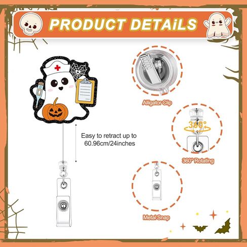 3 Pcs St. Patrick's Day Lucky Glitter Clover Shamrock Retractable Badge Reel,Nurse Badge Reels,Cute Funny Badge Reels,Glitter ID Badge Holder with Alligator Clip for Nurse Doctor Teacher Student in Kuwait