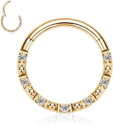 GAGABODY Daith Jewelry Septum Clicker 16 Gauge Earrings Nose Hoops Surgical Steel Hinged Nose Rings Cartlidge Earring Hoop Helix Tragus Rook Piercing in Kuwait