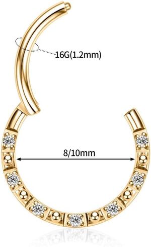 GAGABODY Daith Jewelry Septum Clicker 16 Gauge Earrings Nose Hoops Surgical Steel Hinged Nose Rings Cartlidge Earring Hoop Helix Tragus Rook Piercing in Kuwait
