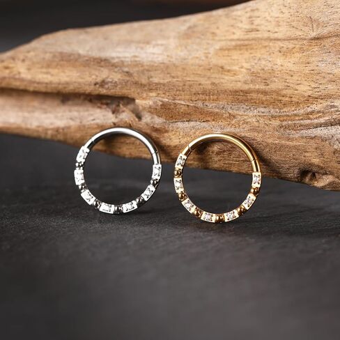 GAGABODY Daith Jewelry Septum Clicker 16 Gauge Earrings Nose Hoops Surgical Steel Hinged Nose Rings Cartlidge Earring Hoop Helix Tragus Rook Piercing in Kuwait