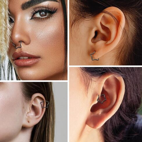 GAGABODY Daith Jewelry Septum Clicker 16 Gauge Earrings Nose Hoops Surgical Steel Hinged Nose Rings Cartlidge Earring Hoop Helix Tragus Rook Piercing in Kuwait