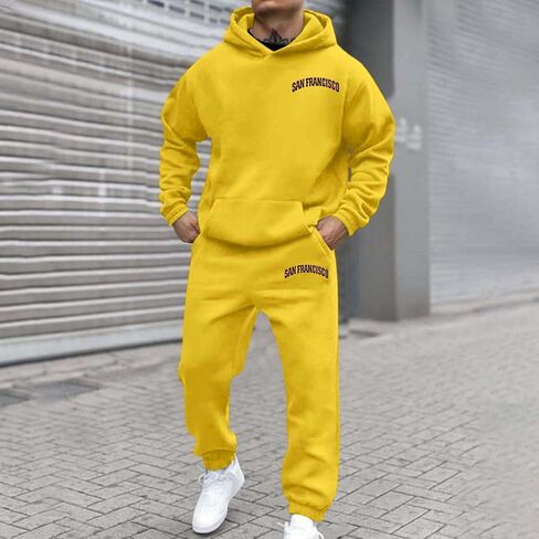 JiXiang Mens Jogging Suits 2 Piece Set Men's Casual Tracksuit Hoodie Sweatsuit Sets Athletic Jogging Suits Running Sport Sets in Saudi Arabia