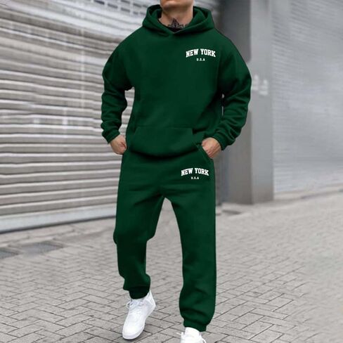 JiXiang Mens Jogging Suits 2 Piece Set Men's Casual Tracksuit Hoodie Sweatsuit Sets Athletic Jogging Suits Running Sport Sets in Saudi Arabia
