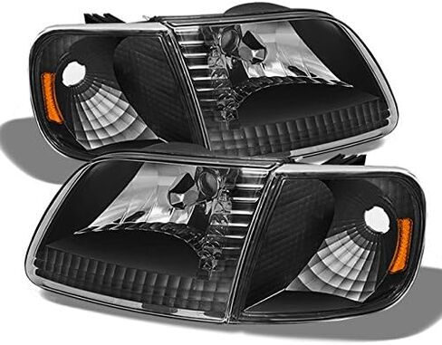 AKKON - For 1997-2003 Ford F150 F250 Light Duty Expedition Black Headlights + Black Corner Siganl Lights Pairs in Saudi Arabia