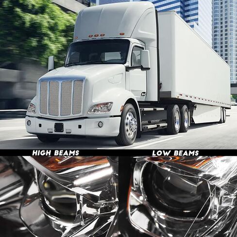 Fit for 2011-2023 Peterbilt 579 587 Class 8 Truck LED Headlight Headlamp Chrome Housing Assembly Replacement Left (Chrome, Pair) in Kuwait