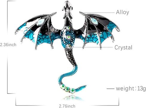 Alloy Men's Brooch in Cartoon Flying Dragon Shape with Enamel Oil - Dripping Process, Ideal for Coats in Saudi Arabia