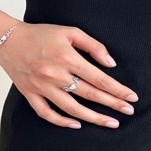 LOVE Sterling Silver Heart Ring with Cubic Zirconia, 925 Silver, Rhodium Plated in Saudi Arabia
