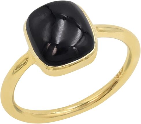 925 فضة أونيكس أسود | خاتم سوليتير نحاسي فيروزي للنساء، شكل وسادة 8 × 10 ملم، خاتم حجر كريم مقاس 5 إلى 10 in Kuwait