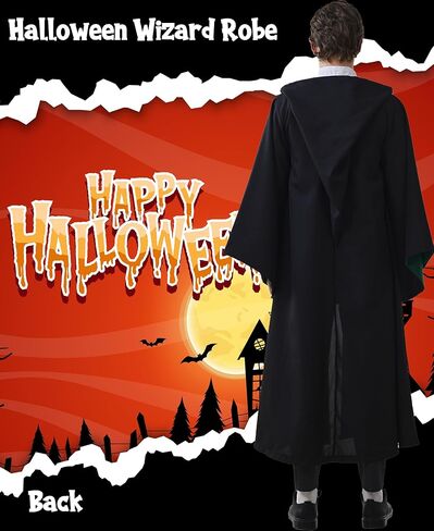 Kidukso Wizard Robe Adult Wizard Cloak with Tie Unisex Wizard Costume Hooded Uniform Magical Witch Robe Cloak Cape in Kuwait