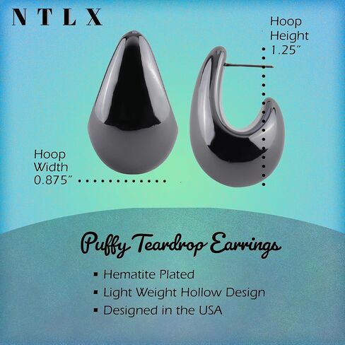 Chunky Gold Hoop Earrings for Women – Dupes Earrings Trendy Lightweight Bold Waterdrop Teardrop Organic Hollow Open Hoops – Hypoallergenic Gold Plated Fashion Jewelry for Women - included Gift Box in Saudi Arabia