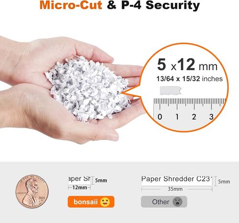 Bonsaii 12 Sheet Paper Shredder for Home Office, Heavy Duty Shredder with 5.5 Gal Pullout Bin, 15 Mins Running Time, Cross Cut Shredder for CD, Credit Card, Document, Mail P-4 Security Level in Saudi Arabia