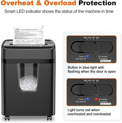 Bonsaii 12 Sheet Paper Shredder for Home Office, Heavy Duty Shredder with 5.5 Gal Pullout Bin, 15 Mins Running Time, Cross Cut Shredder for CD, Credit Card, Document, Mail P-4 Security Level in Saudi Arabia